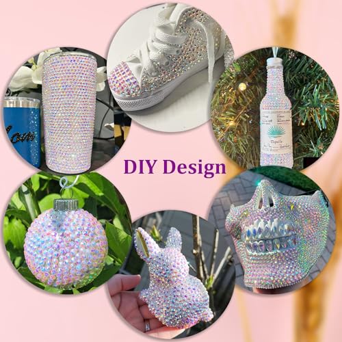 Resin Jelly Rhinestones with Glue Set for Crafting - Flatback Crystals, AB Finish, 2 Boxes
