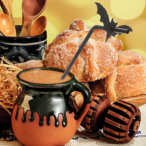 Halloween Bat Drink Straws Set - Reusable Plastic Party Accessories