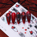 Halloween Nail Art Stickers 2 Sheets 5D Embossed Skeleton Heart Spider Web Decals