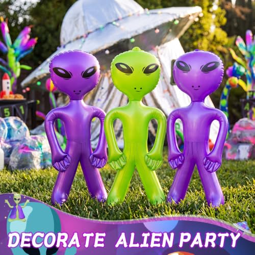 Halloween Alien Inflatable Balloons Set - Green and Purple, 18 Inches - Party Decorations & Photo Props
