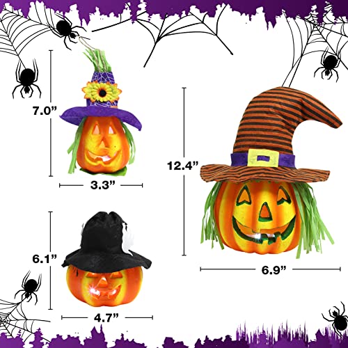 Halloween Light Up Jack-o'-Lantern Set - 6 Pack Indoor Outdoor Pumpkin Decorations