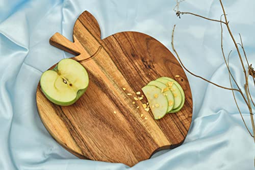 Organic Acacia Cutting Board with Handle - Cheese, Fruit & Salad Serving Board