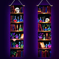 UV Reactive Black Light Tapestry - Magic Bookshelf Design, Trippy Wall Decor for Bedroom & Room Backdrop - 2 Pieces