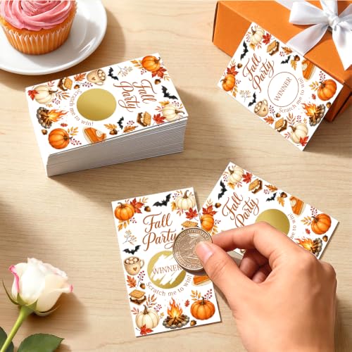 Fall Party Halloween Pumpkins Leaves Scratch Off Cards - Beige219 - 50 Pack