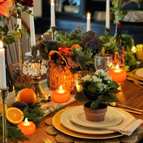 24 Pack Halloween Pumpkin LED Tea Lights Indoor Fall Table Decor