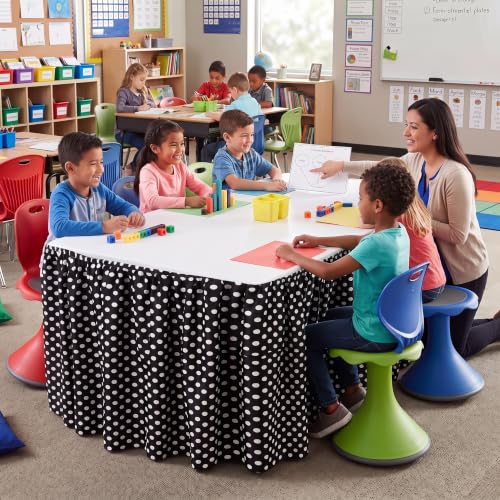 Polka Dot Table Skirt for Teacher Desk - Black & White 72x30 Inches - Elegant Style