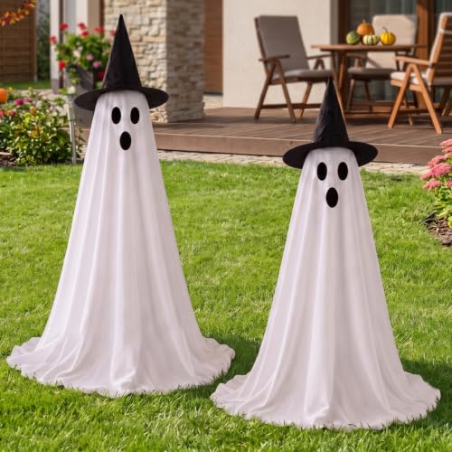 Halloween Ghost Decorations Outdoor Indoor with Remote Control, 59-Inch Spooky Light-Up Ghosts - 2 Pack
