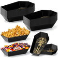 Halloween Candy Bowls Set - 24 Black Coffin-Shaped Plastic Trays with Skeleton & Spiderweb Details - Variation: Skeleton Coffin / Black / 24