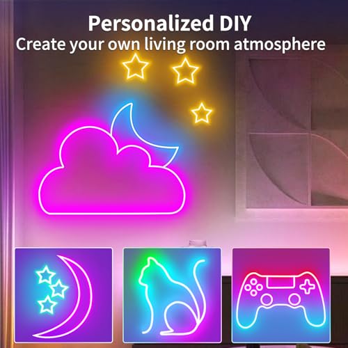 10ft RGB USB Neon Rope Lights with App Control - Indoor Color Changing LED Strip