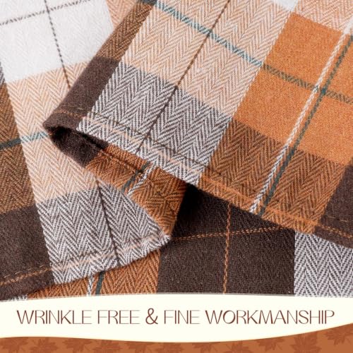 Romanstile Fall Checkered Tablecloth - Brown Plaid, 60 x 120 Inches, Rectangular