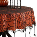 Halloween Spider Lace Tablecloth - Black, 70-Inch Round, Contemporary Style
