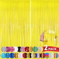 Yellow Tinsel Backdrop Foil Fringe Curtains - 2 Pack Party Decor