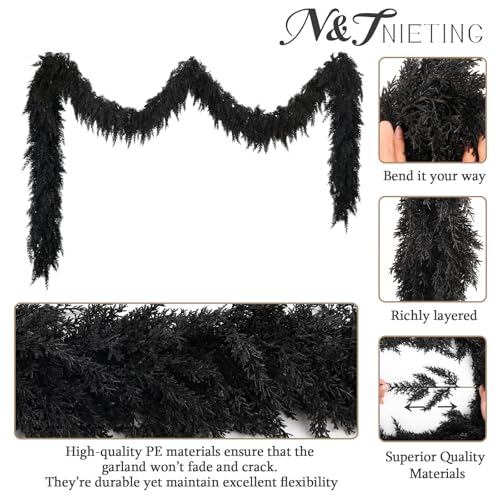 Black Cedar Garland 2 Pack 9FT Halloween & Christmas Decorations - Variation of THIS listing