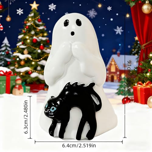 Ghost Cat Halloween Resin Figurine - Cute Spooky Ghost Decoration with Variation