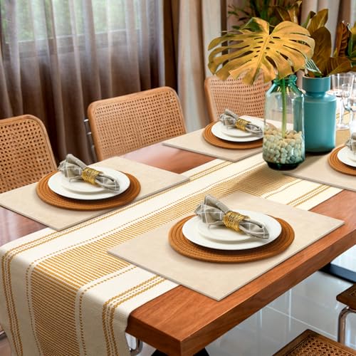 Gold Table Runner & Napkin Ring Set - 19 Piece Dining Accessories