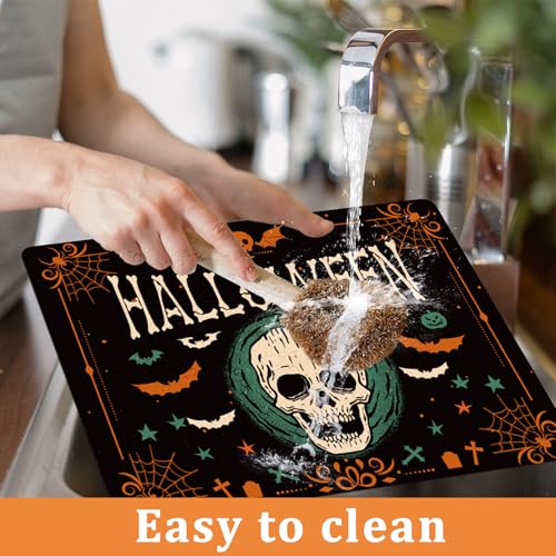 Halloween Gothic Bat Plastic Placemats Set of 6 - Spooky Table Decor