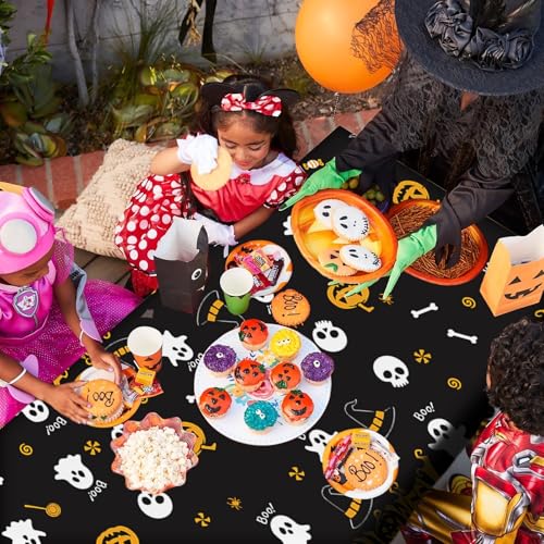 Halloween Disposable Plastic Tablecloth Rectangle 3 Pack - Spooky Design