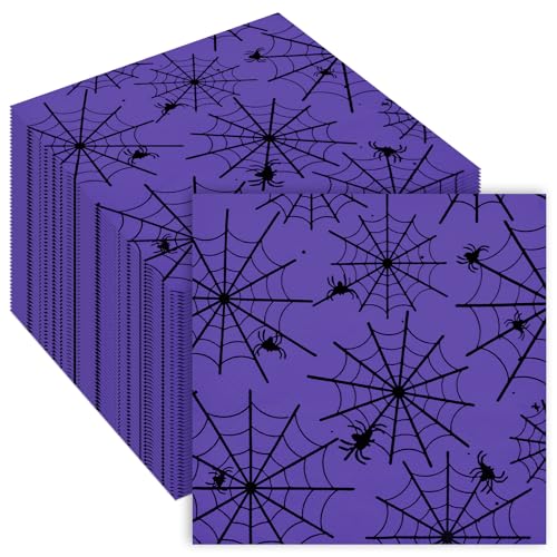 Halloween Spider Web Napkins 40 Pack - 13x13 Inches Disposable Paper Table Decor