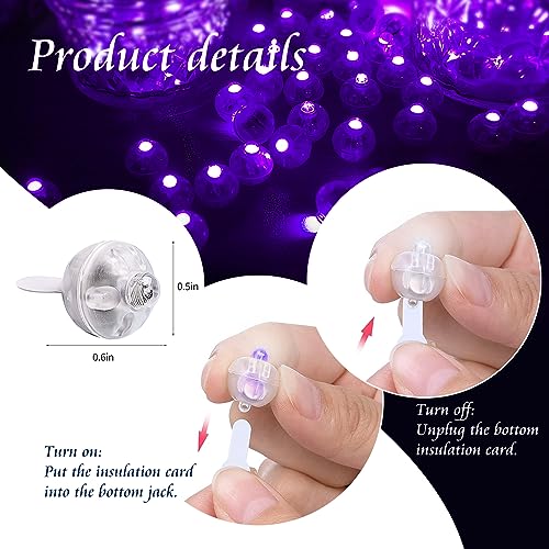 Mini Purple LED Balloon Lights 50pcs Waterproof Party Decoration
