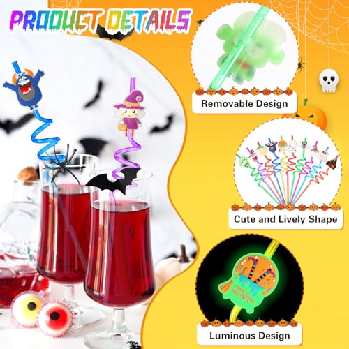 Halloween Glow Luminous Reusable Plastic Straws - Style Variation