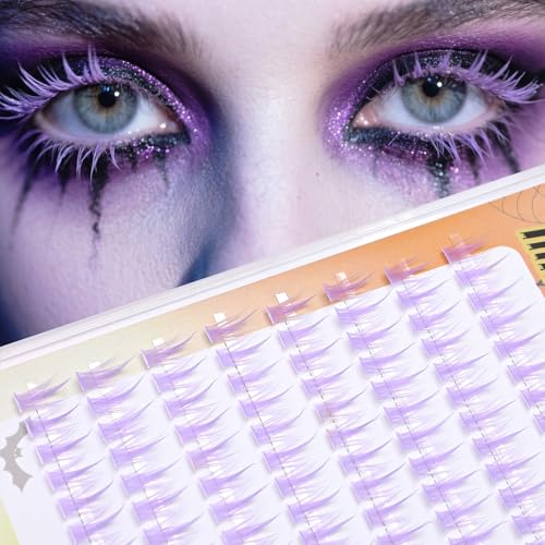 Light Purple Lash Clusters 12mm False Eyelashes for Halloween & Cosplay - 128 pcs