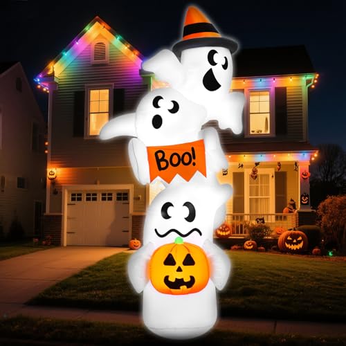 Giant Inflatable Ghost Halloween Yard Decoration with LEDs - Outdoor Spooky Decor