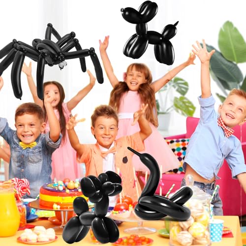 Black Latex Balloon Set - 100 Long Balloons for DIY Animal Models & Decorations
