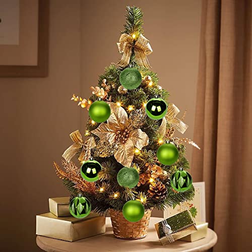 Green Christmas Ball Ornaments Set - Shatterproof 3.15" Holiday Decorations - 12pcs