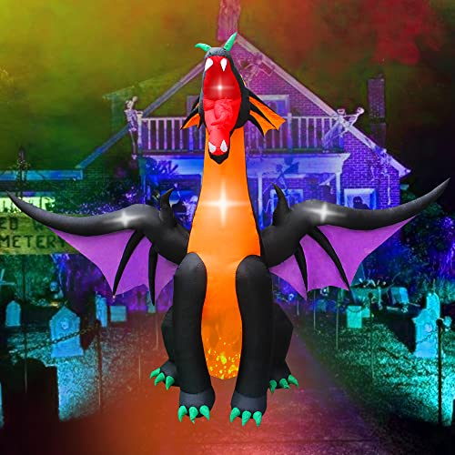 12FT Halloween Inflatable Fire & Ice Dragon Outdoor Decoration with LED Lights