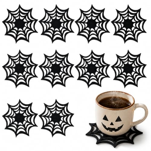 Halloween Spider Web Coasters Set - Decorative Table Placemats & Doilies
