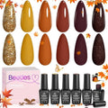 Beetles Fall Gel Nail Polish Set - 6 Shimmer Colors, Candy Corn Variation
