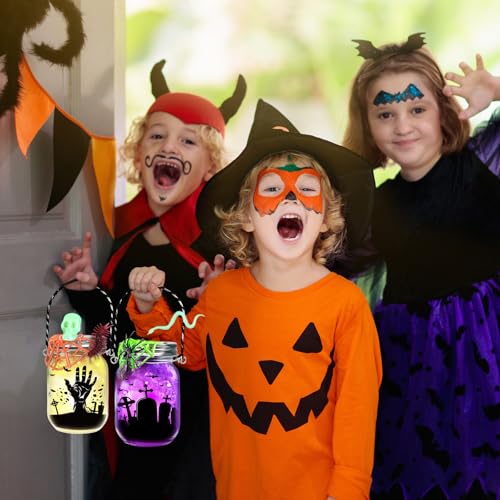 Halloween Mason Jar Craft Kit for Kids - 8 Pack DIY Decorations & Party Favors