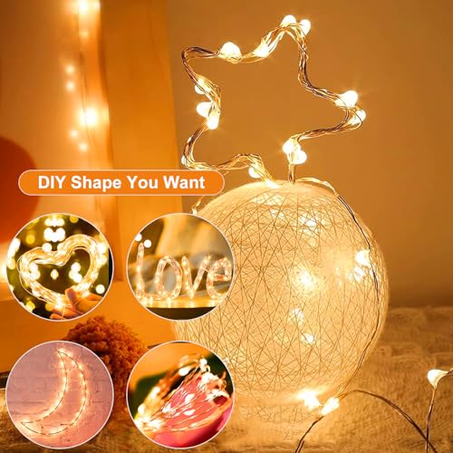Warm White 50 Pack Battery Operated Fairy Lights 7ft 20 LEDs Waterproof Silver Wire for Weddings & Parties