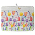 Spring Tulip Floral Dish Drying Mat - Reversible Watercolor Kitchen Counter Protector 18x24 Inch