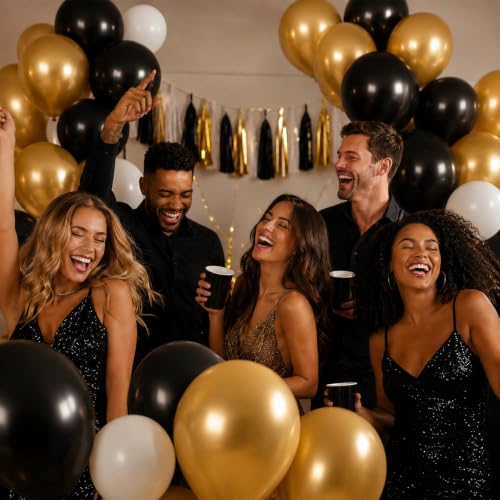 Pearclack-100 Black Latex Balloons 12 Inch Party Decorations – Bulk Set
