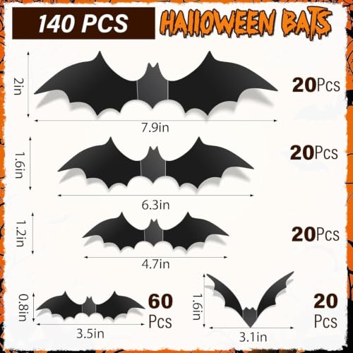 Halloween Bat and Spider Wall Decorations Set - 152 Pieces Indoor Party Decor
