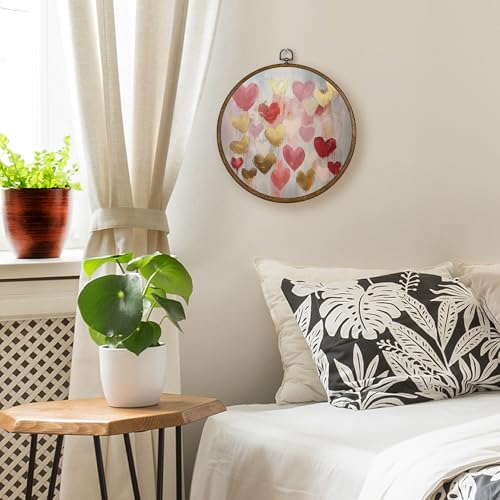 Romantic Heart Wall Art Decor - Valentine’s Day Gift, 10x10 Inch Round Canvas