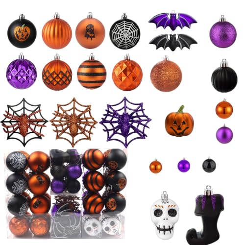 100pcs Halloween Shatterproof Ball Ornaments Set - Spooky Tree Decorations