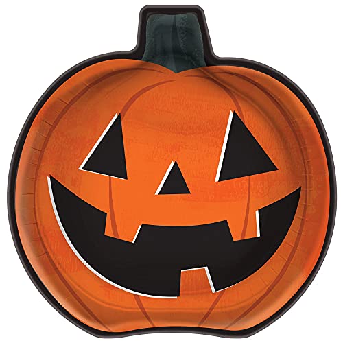 Halloween Pumpkin-Shaped Disposable Paper Plates - 9 Inch, 16 Pack