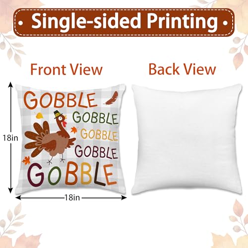 Thanksgiving Pumpkin Pillow Covers 18x18 Inches Set of 4 - Fall Harvest Decor