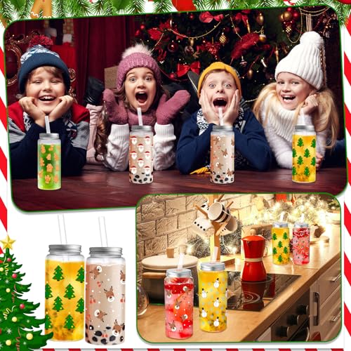 Christmas Plastic Cups with Lids & Straws - 13.5 oz, 30-Pack