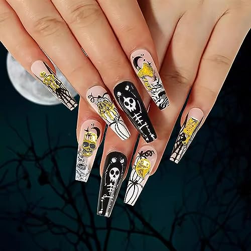 Halloween Nail Charms Kit 100pcs Gold Alloy Skull Ghost Bat Pumpkin - Variation KIT2