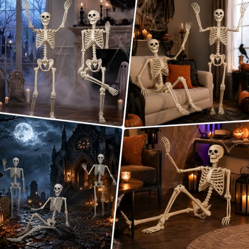 Life-Size Halloween Skeleton Decorations Outdoor - 5.4FT Posable Skeleton