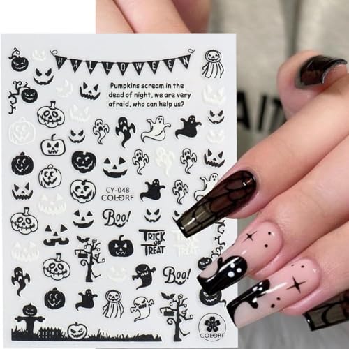 Halloween Luminous Nail Stickers Set - Alien, Ghost, Skull, Pumpkin Style 5