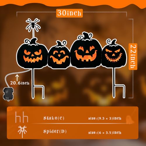 Outdoor Metal Pumpkin Pathway Lights - Black Halloween Garden Decor