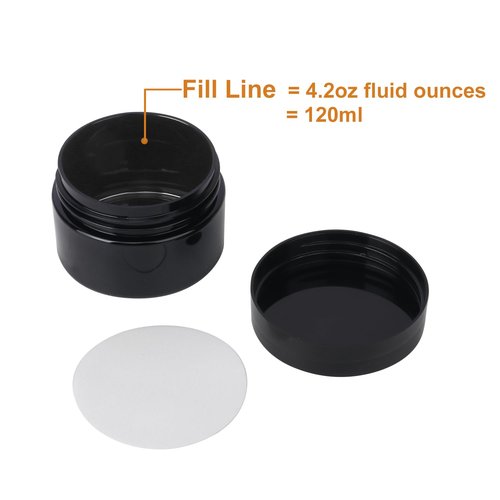72 Packs 4 OZ Black Plastic Jars with black Lids, Body Butter Containers, Cosmetic Containers jars for Kitchen Ingredients, beads, sequins, Lotion, Cream, DIY Crafts and More by KUKLIPJIM