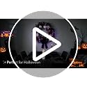 Gothic Halloween Wreath with Purple Lights - 20 Inch Front Door Decor