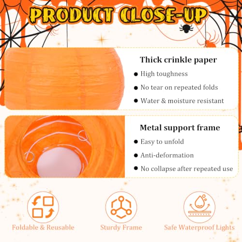 Halloween Paper Lanterns Set - Black and Orange, 18 pcs for Spooky Party Decor