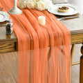Bright Orange 3-Pack 59x120 Inch Gauze Table Runners for Holiday & Wedding Décor
