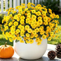 Artificial Daisy Flower Bundles - UV Resistant Faux Silk Fall Decor - Yellow, 6 Bundles